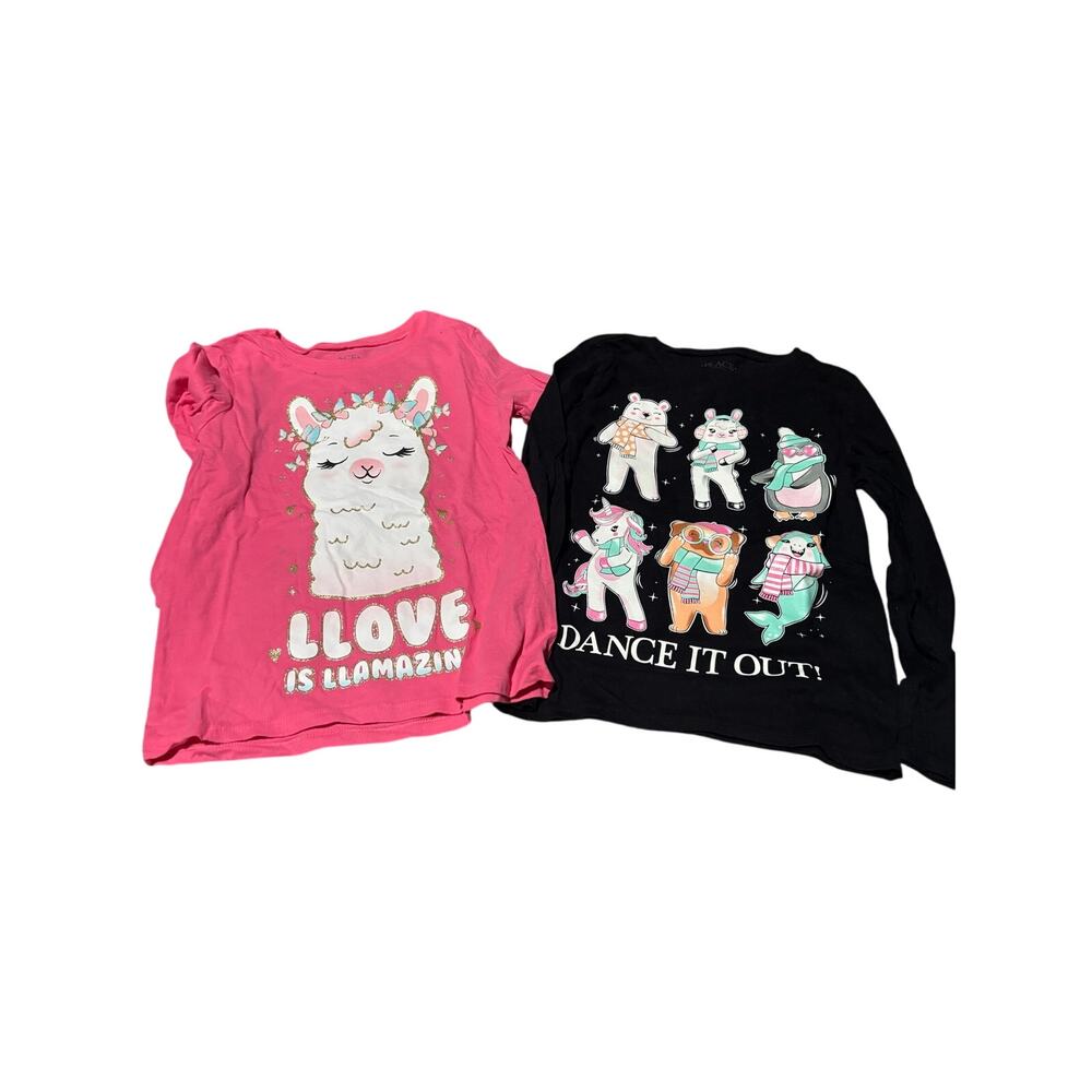 Childrens place graphic long sleeve t 7/8 M llama unicorn bear norwal euc